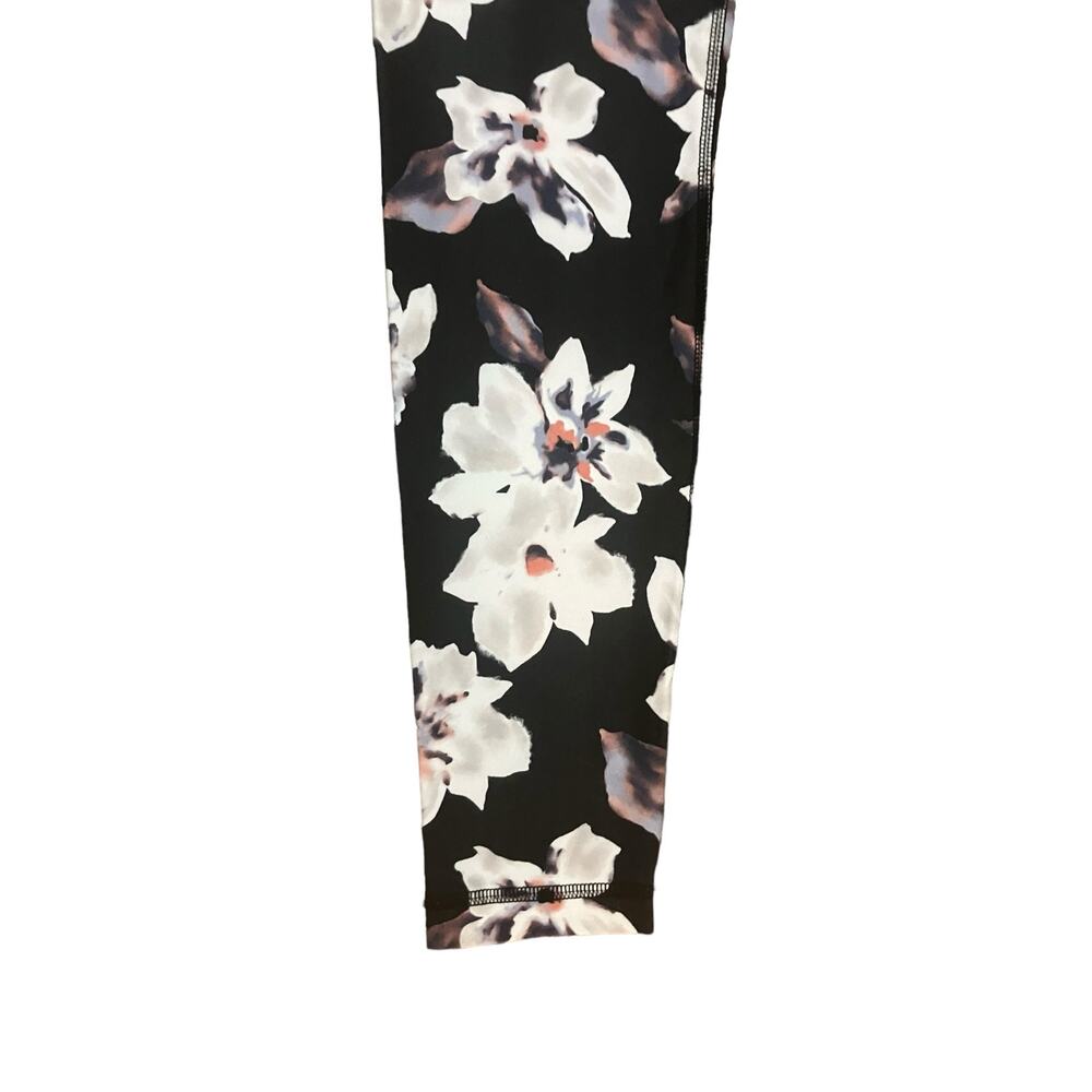 Zobha Women's Black w/ Floral Printed Athletic High Waist Leggings | Size M - Picture 8 of 10
